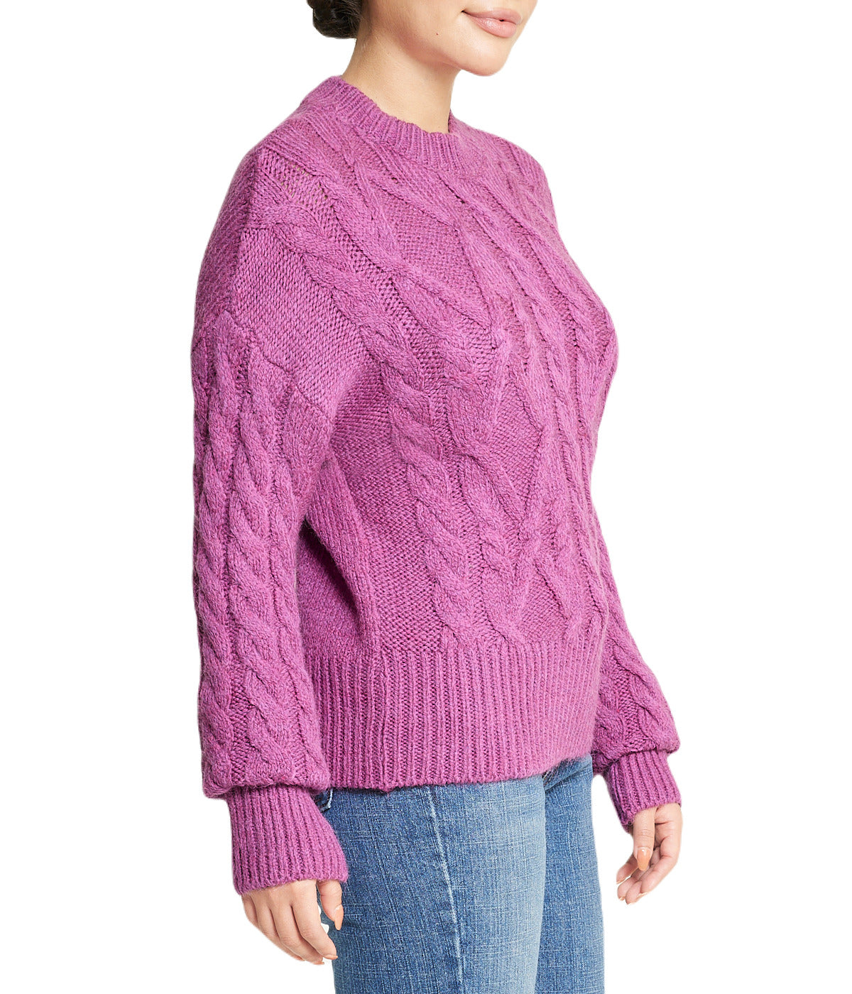  Cable Knit Pullover - Purple - Bonton