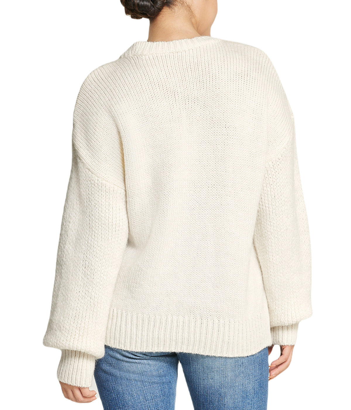  Cable Knit Cropped Pullover Sweater - Natural - Bonton