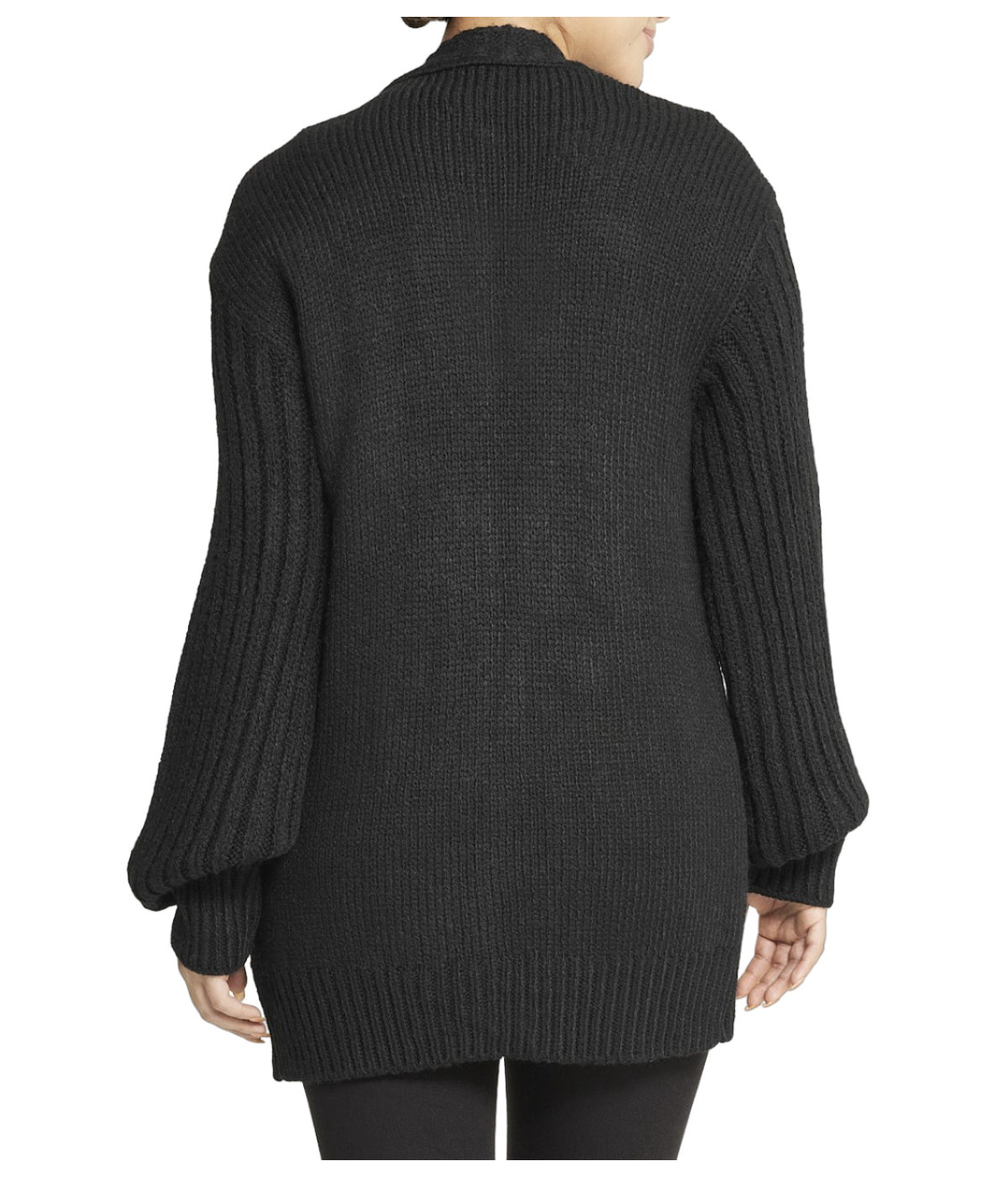  Miss Poeym Deep V Cable Cardigan - Black - Bonton