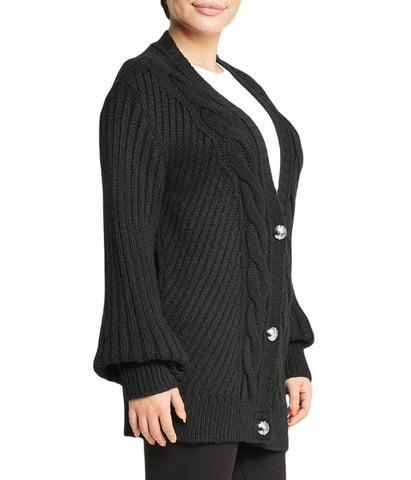 Deep V Cable Cardigan