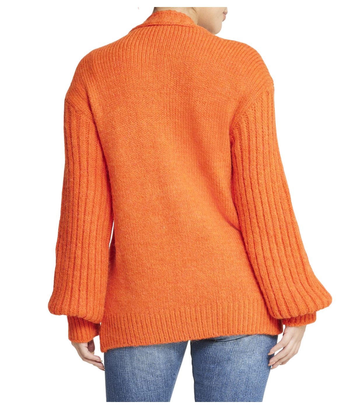  Miss Poeym Deep V Cable Cardigan - Orange - Bonton