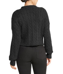 Cropped Boxy Cable Knit Sweater