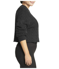 Cropped Boxy Cable Knit Sweater