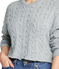 Cropped Boxy Cable Knit Sweater