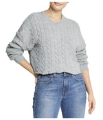 Cropped Boxy Cable Knit Sweater