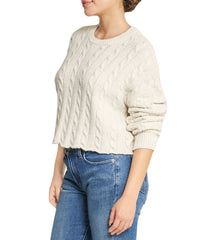 Cropped Boxy Cable Knit Sweater