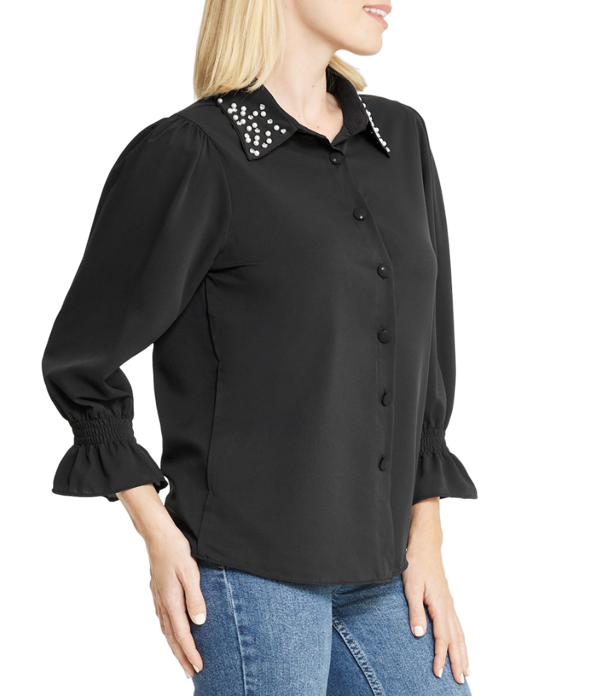  Embellished Button Down - Black - Bonton