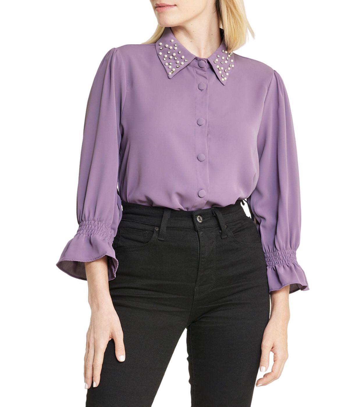  Embellished Button Down - Black - Bonton