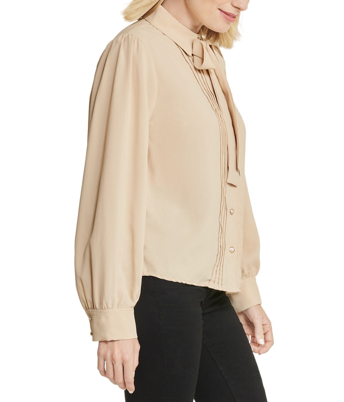  Miss Selen Tie Top Button Down - Beige - Bonton