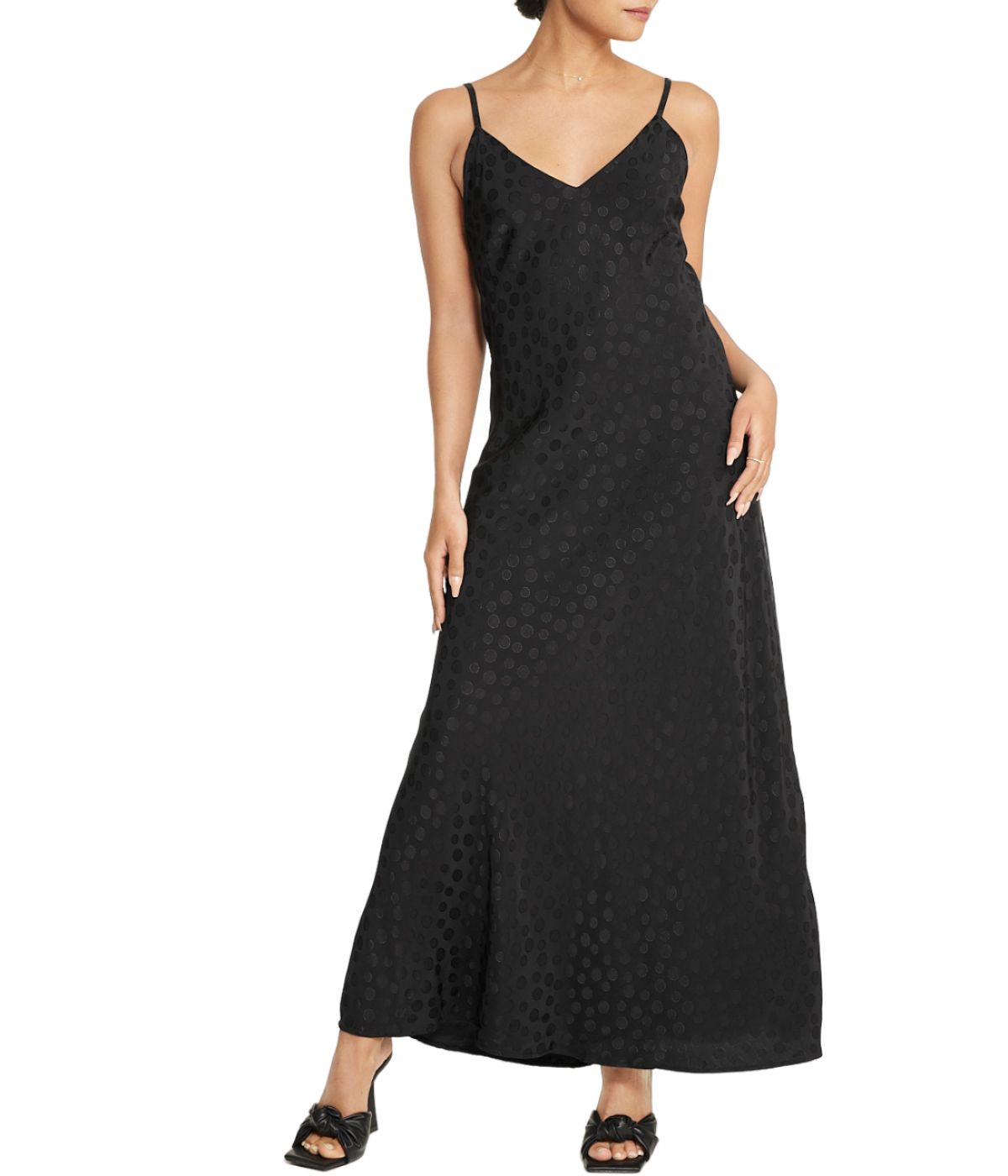  Tonal Patterned Charmeuse Dress - Black - Bonton