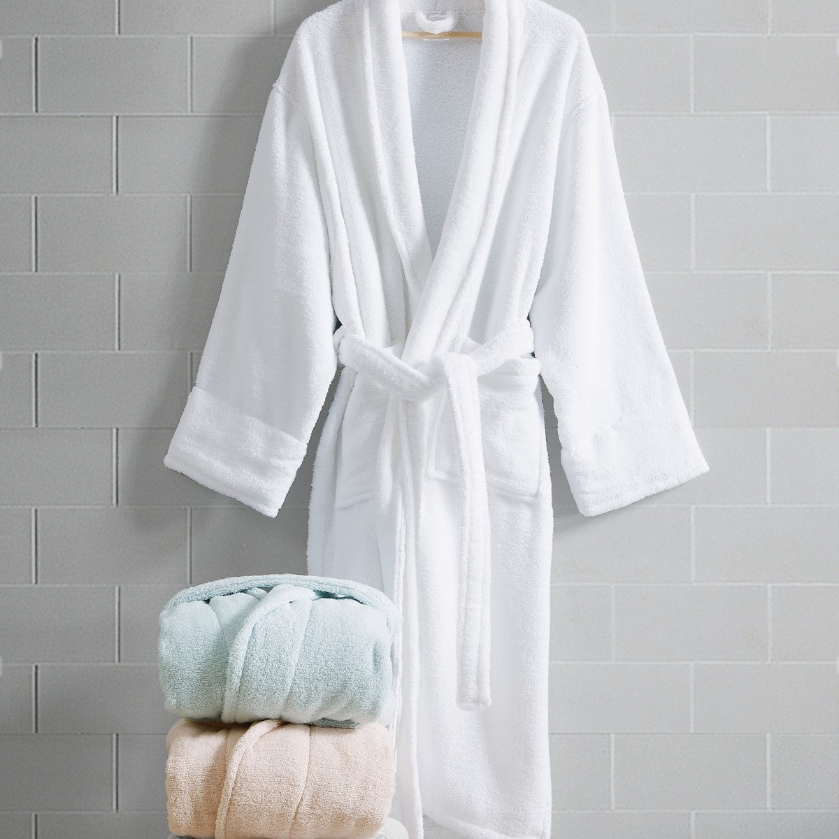  Charisma Luxe Cotton Zero Twist Bath Robe - Blue - Bonton