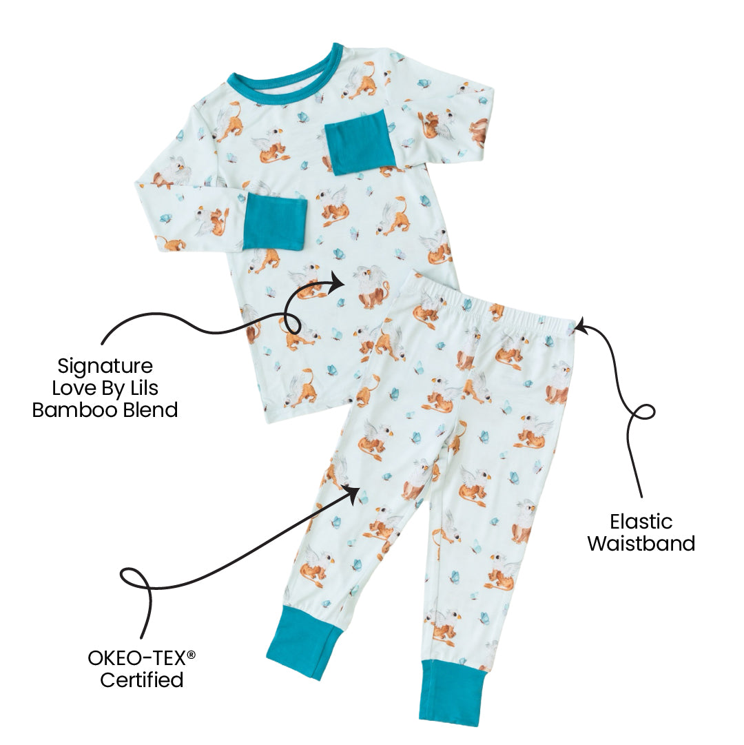  Laree + Co. Griffin Butterflies Bamboo 2-Piece Long Sleeve Set - 2T - Bonton