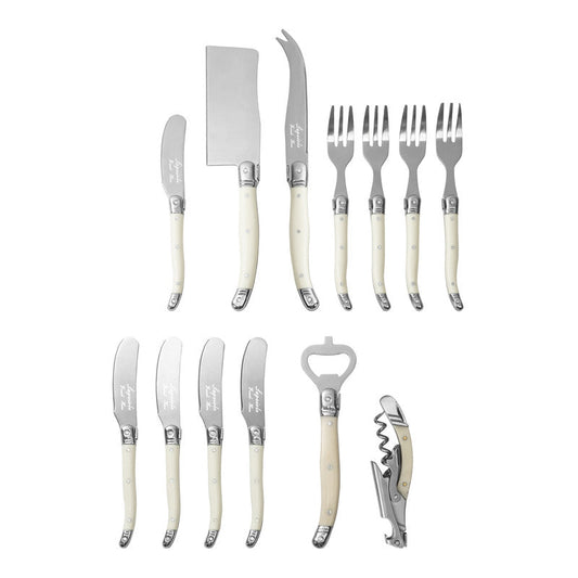 Laguiole Ultimate 13-Piece Charcuterie and Barware Set With Faux Ivory Handles