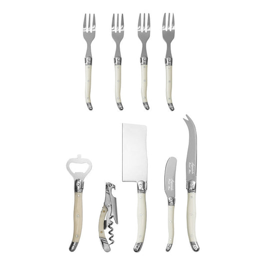 Laguiole Essential 9-Piece Charcuterie and Barware Set With Faux Ivory Handles