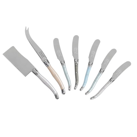 7-Piece Laguiole Cheese Knife and Spreader Set With Mother of Pearl Handles