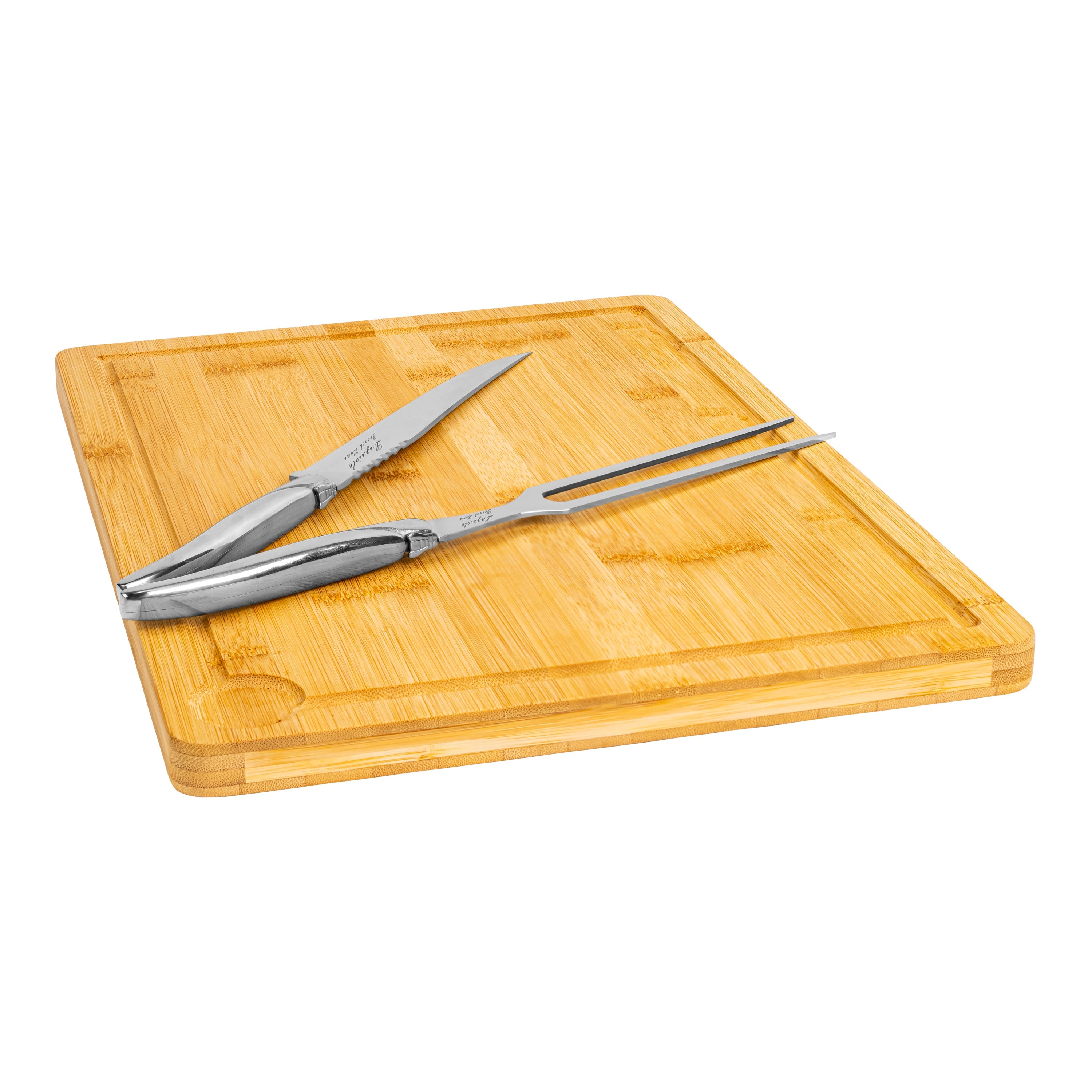  French Home Laguiole Stainless-Steel Carving Set With Wood Cutting Board - Default Title - Bonton