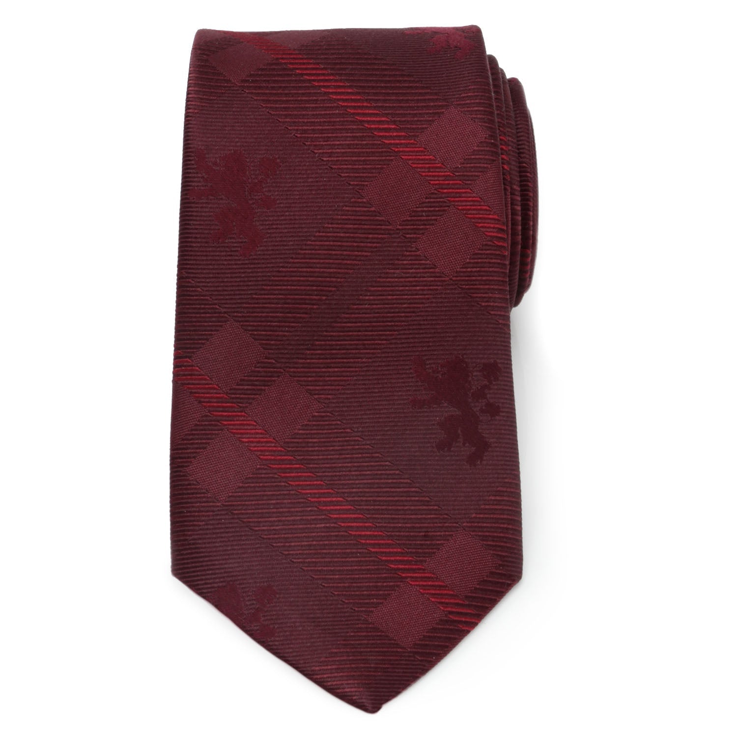  Cufflinks Lannister Lion Red Plaid Silk Men's Tie - Default Title - Bonton