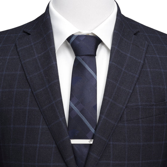 Stark Direwolf Blue Plaid Silk Men's Tie