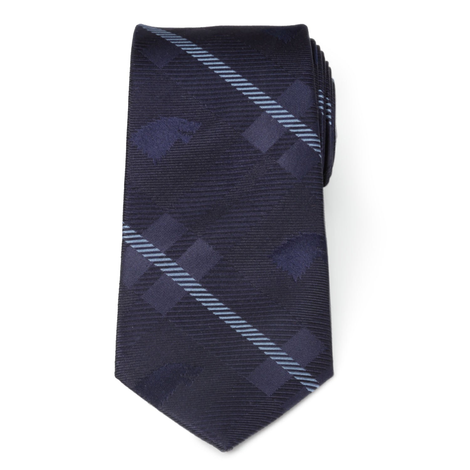  Cufflinks Stark Direwolf Blue Plaid Silk Men's Tie - Default Title - Bonton