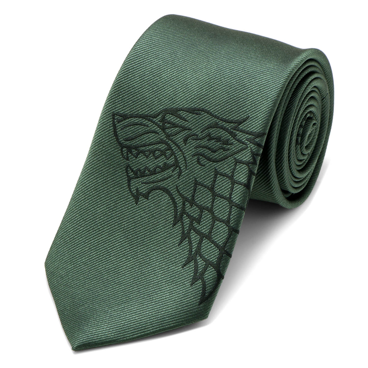  Cufflinks Stark Direwolf Green Men's Tie - Default Title - Bonton