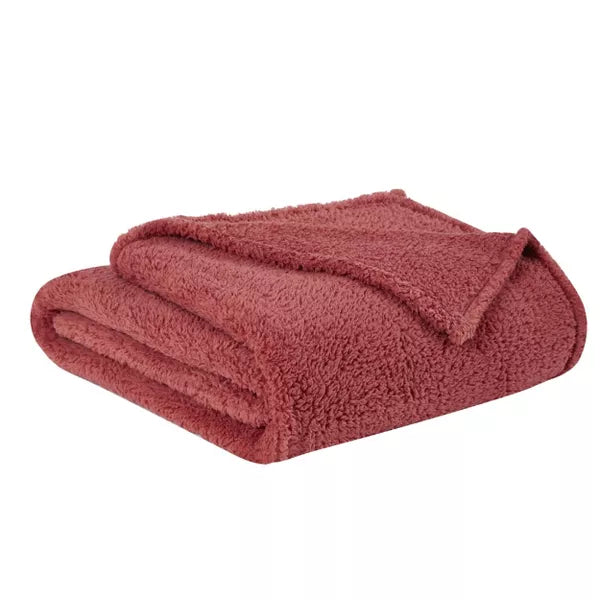  Brooklyn Loom Marshmallow Sherpa Throw Blanket Dusty Rose - Dusty Rose - Bonton