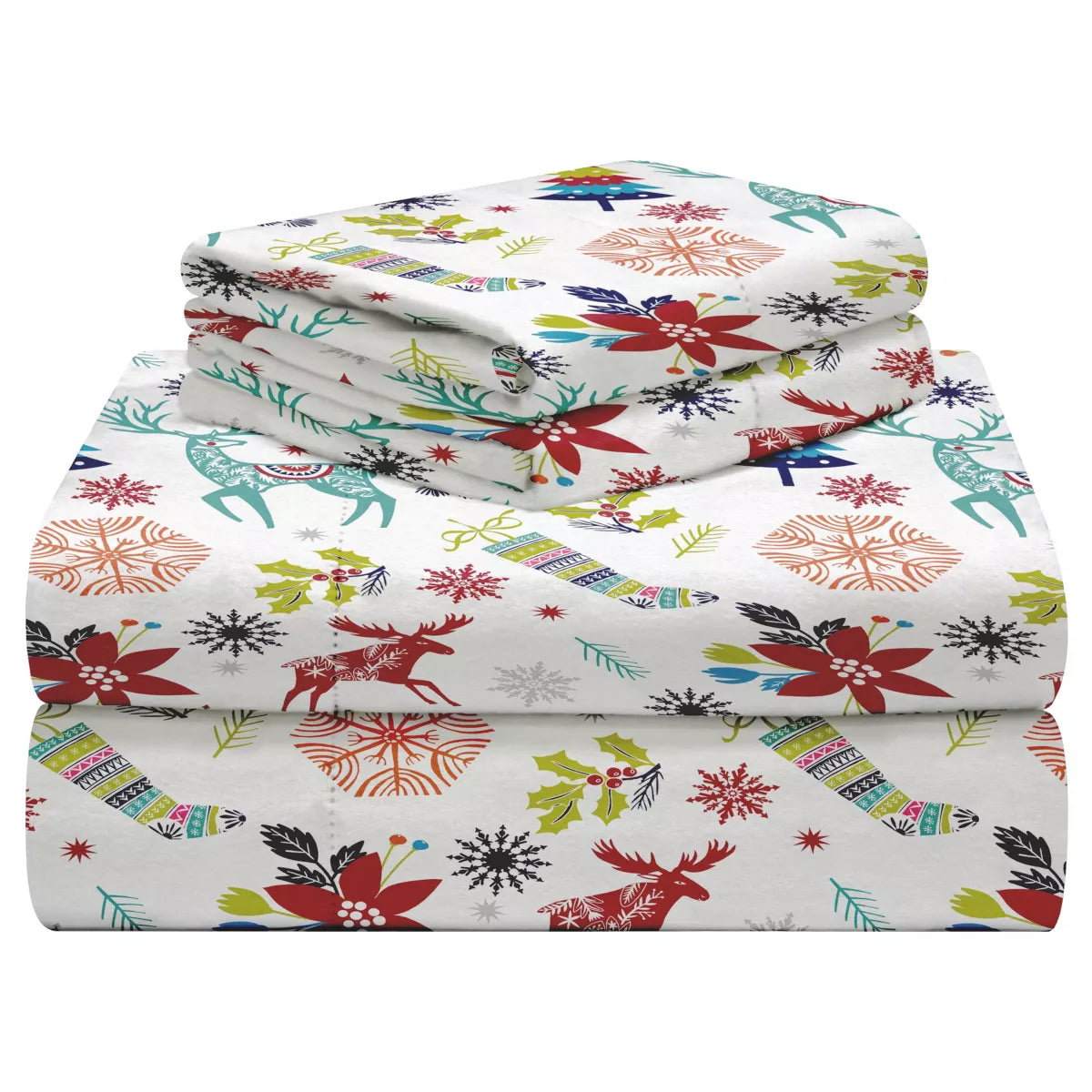  Celeste Home Luxury Flannel Sheet Set Holiday Joy - Holiday Joy - Bonton