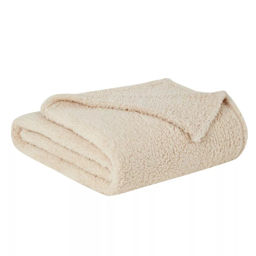  Brooklyn Loom Marshmallow Sherpa Throw Blanket Ivory - Ivory - Bonton