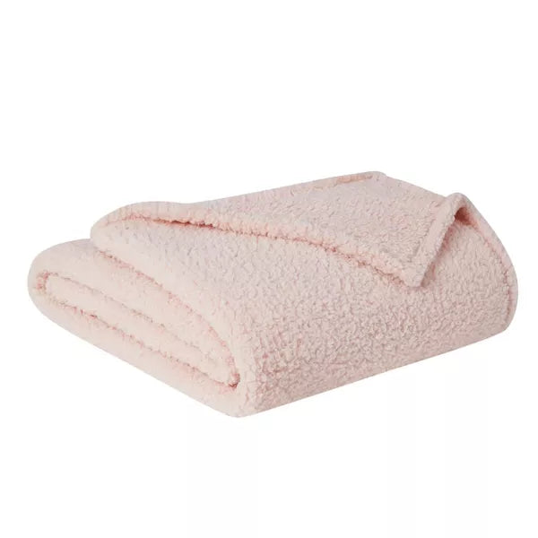  Brooklyn Loom Marshmallow Sherpa Throw Blanket Blush - Blush - Bonton