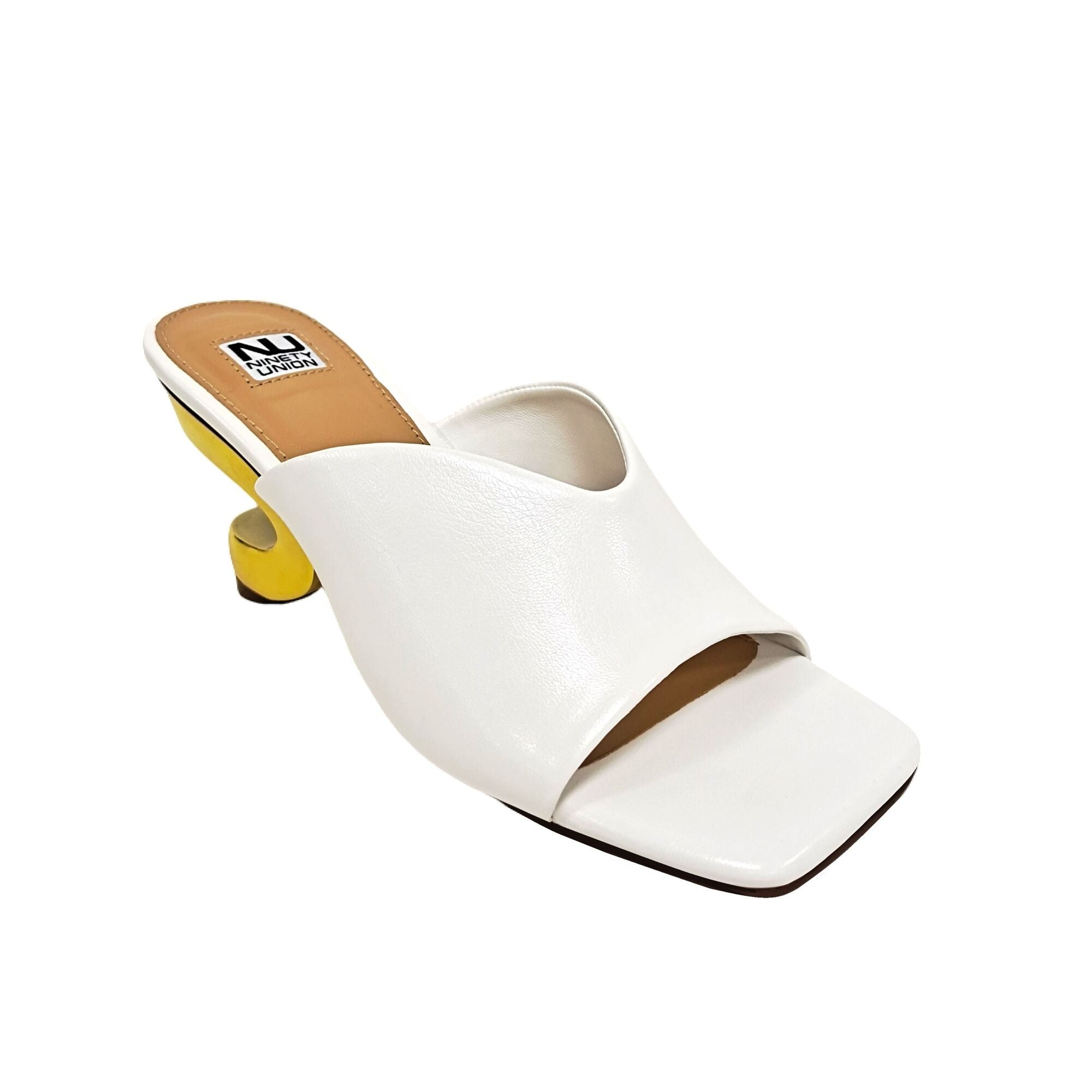  Ninety Union Gypsy Open Toe Metal Heel Slide - White - Bonton