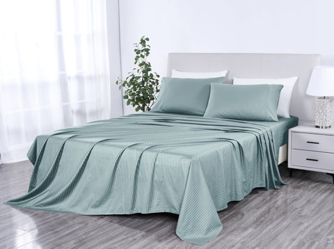 Kathy Ireland 500 Thread Count Damask Stripe Sheet Set With Optifit