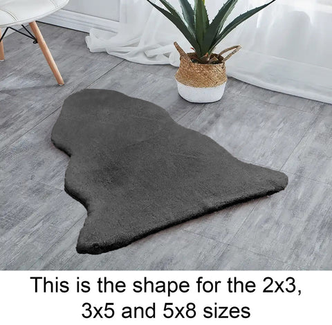 Grey Faux Rabbit Fur Fuzzy Soft Fluffy Plush Cozy Shaggy Area Rug by Homemartgoods
