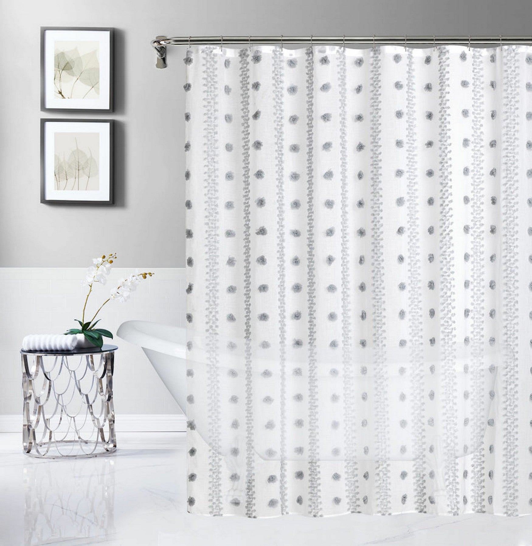  Dainty Home Cloud Shower Curtain - Grey - Bonton