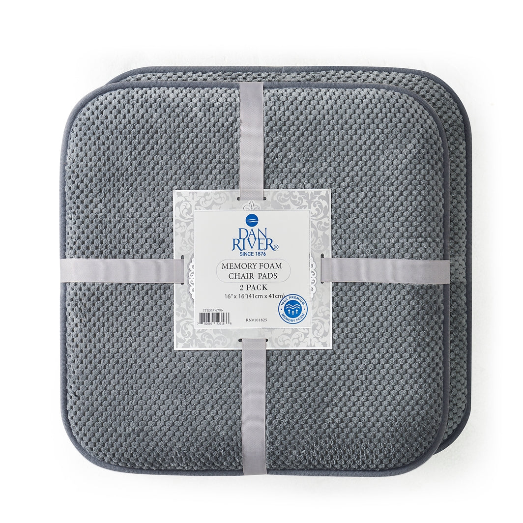  Dan River Dan River 2-4 Pack Memory Foam Non-Slip 16x16'' Chair Cushion Pad - Black - Bonton