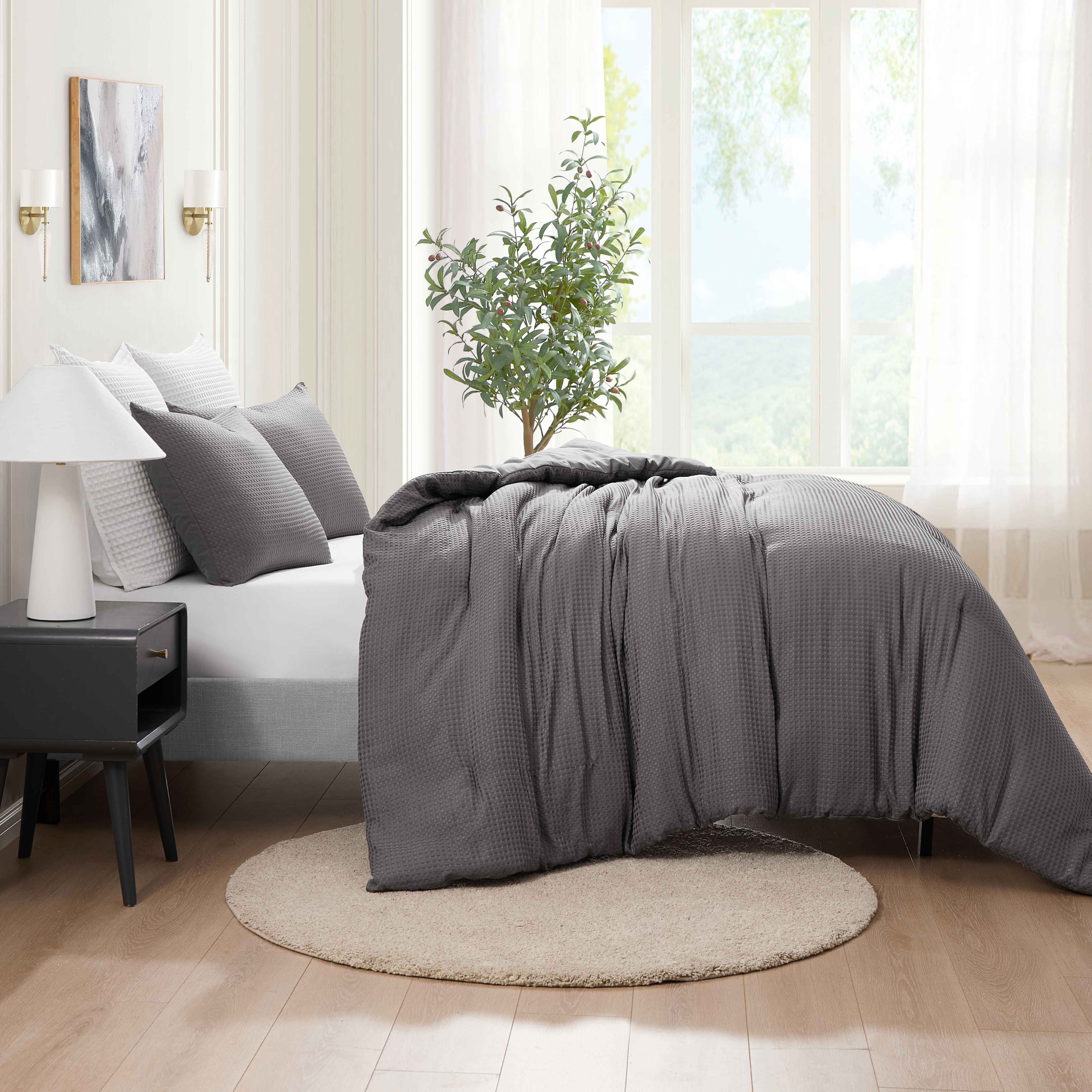  Kathy Ireland Home Kathy Ireland 3-Piece Waffle Down Alternative Comforter Set - Queen - Bonton