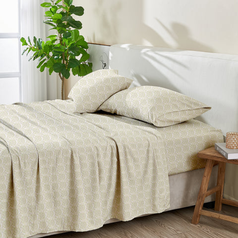 Patina Vie Maison Leiea Pre Washed Microfiber Printed Sheet Set