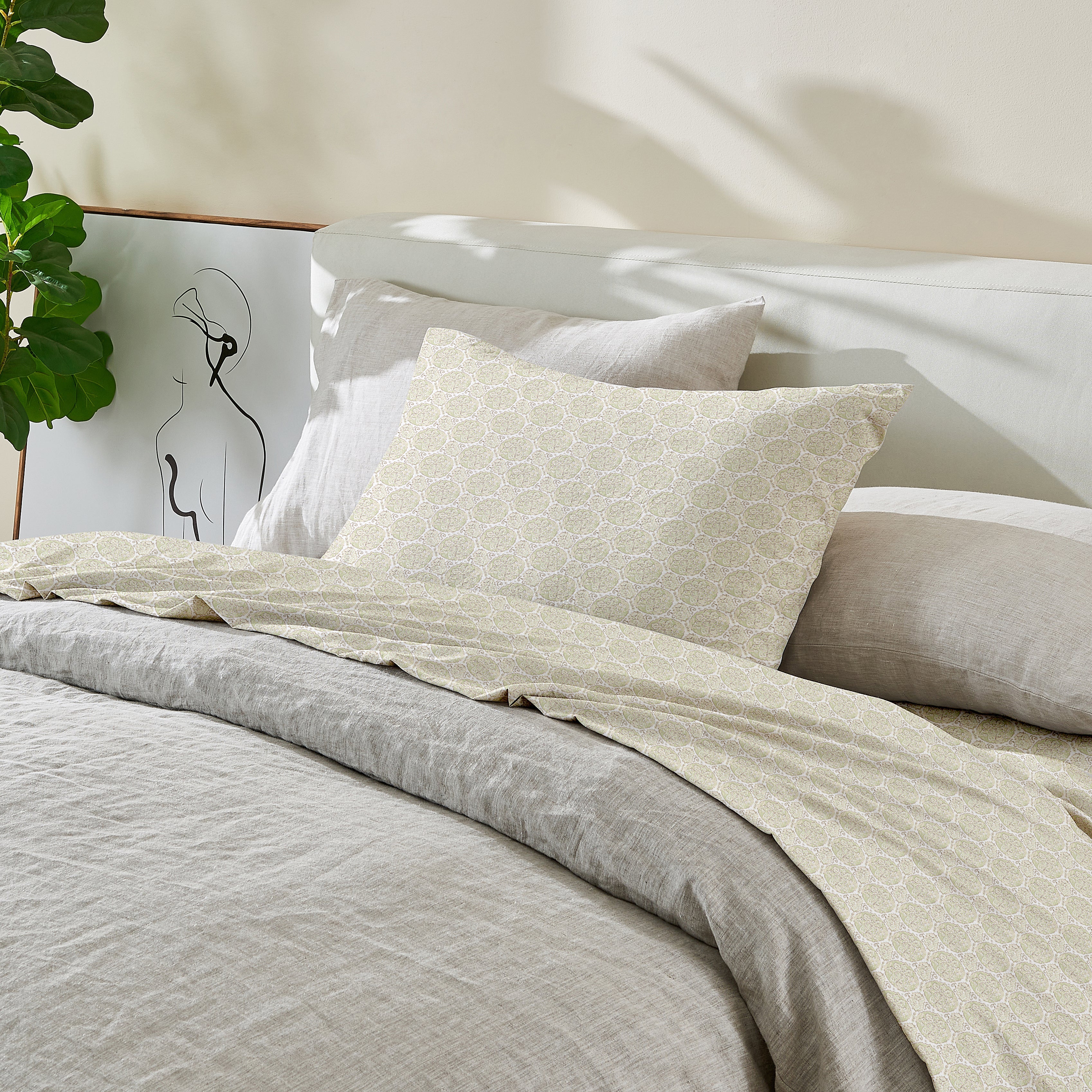  Patina Vie Maison Patina Vie Maison Leiea Pre Washed Microfiber Printed Sheet Set - Twin - Bonton