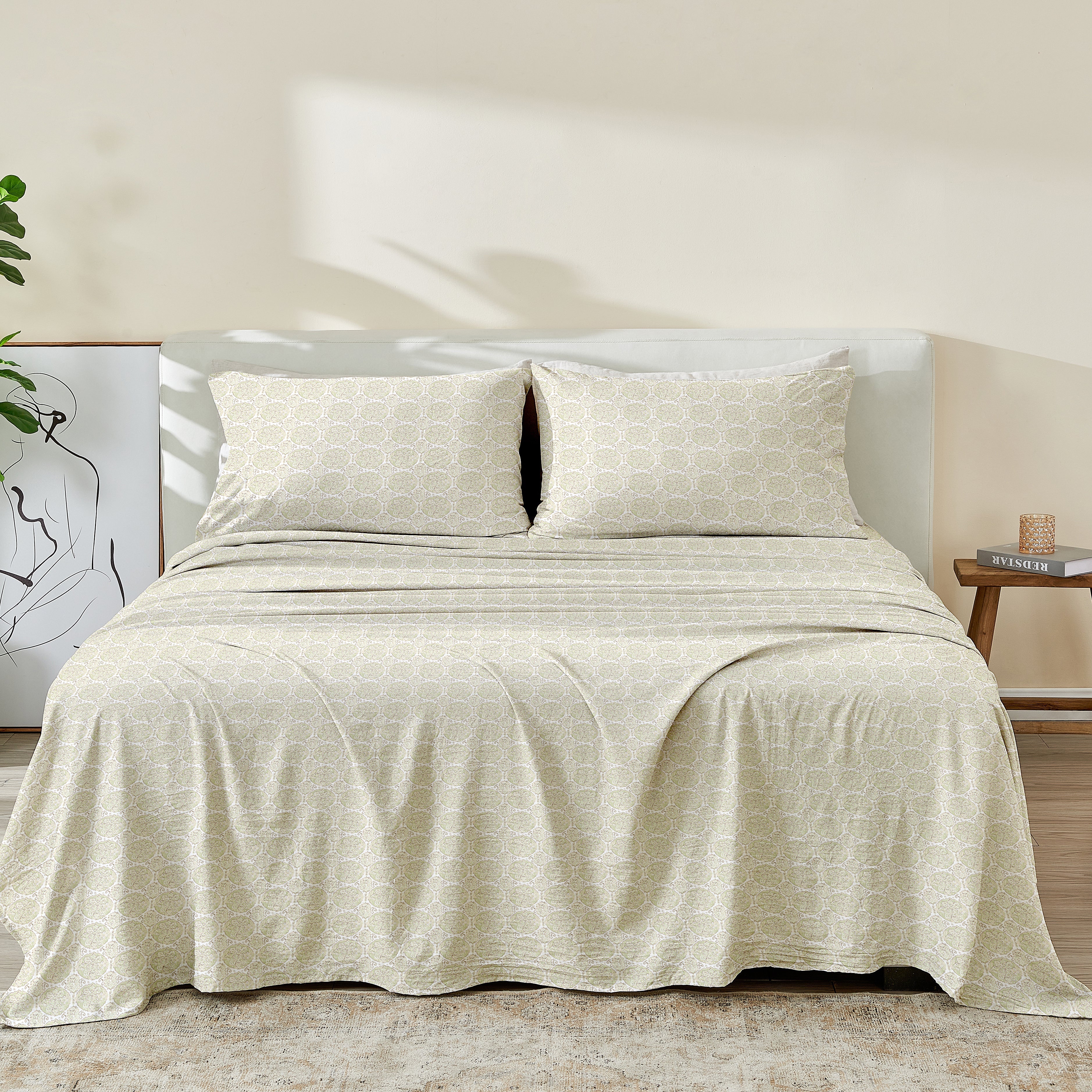  Patina Vie Maison Patina Vie Maison Leiea Pre Washed Microfiber Printed Sheet Set - Twin - Bonton