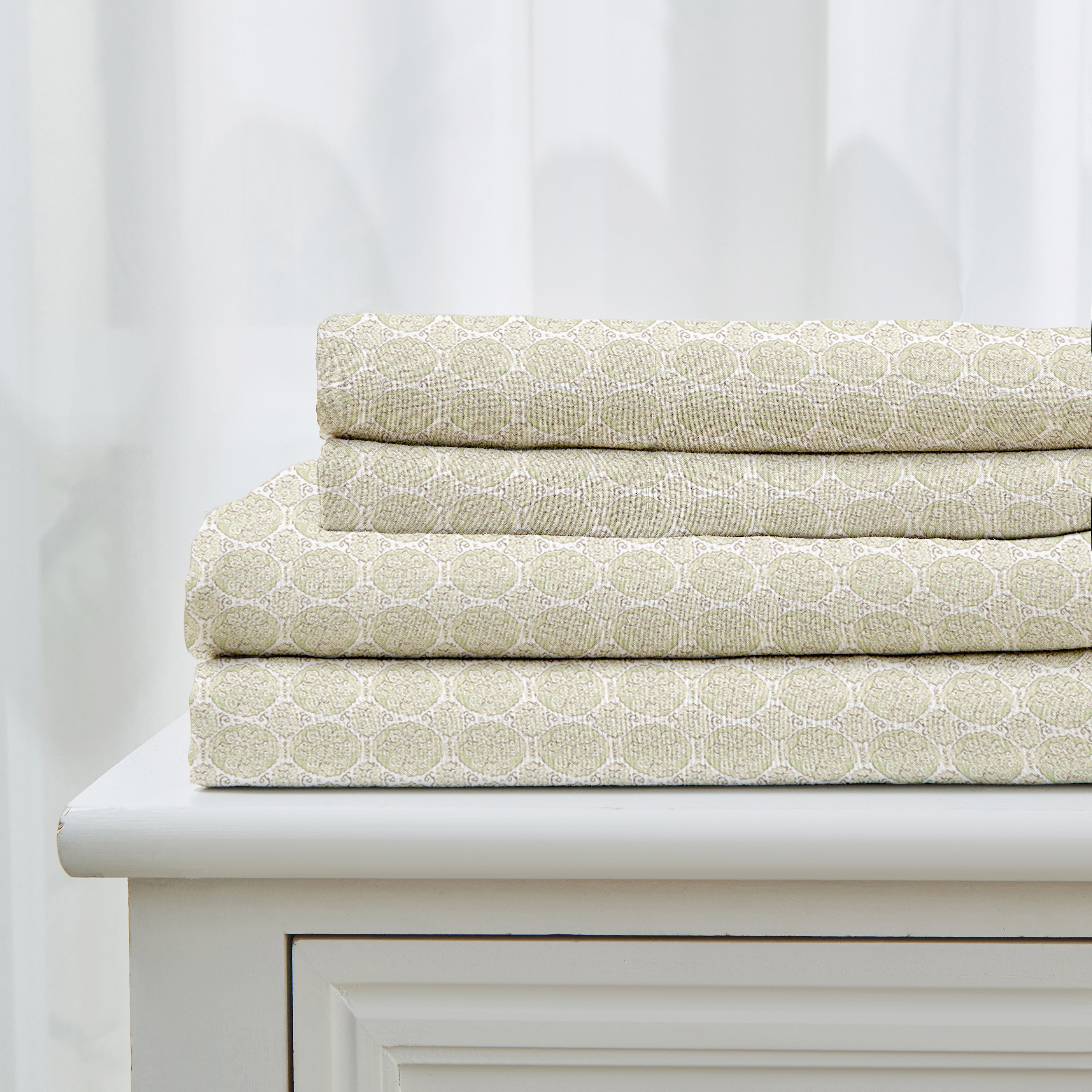  Patina Vie Maison Patina Vie Maison Leiea Pre Washed Microfiber Printed Sheet Set - Twin - Bonton