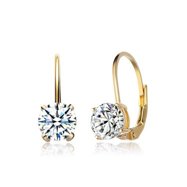  Genevive Solitaire Drop Earrings - Gold - Bonton