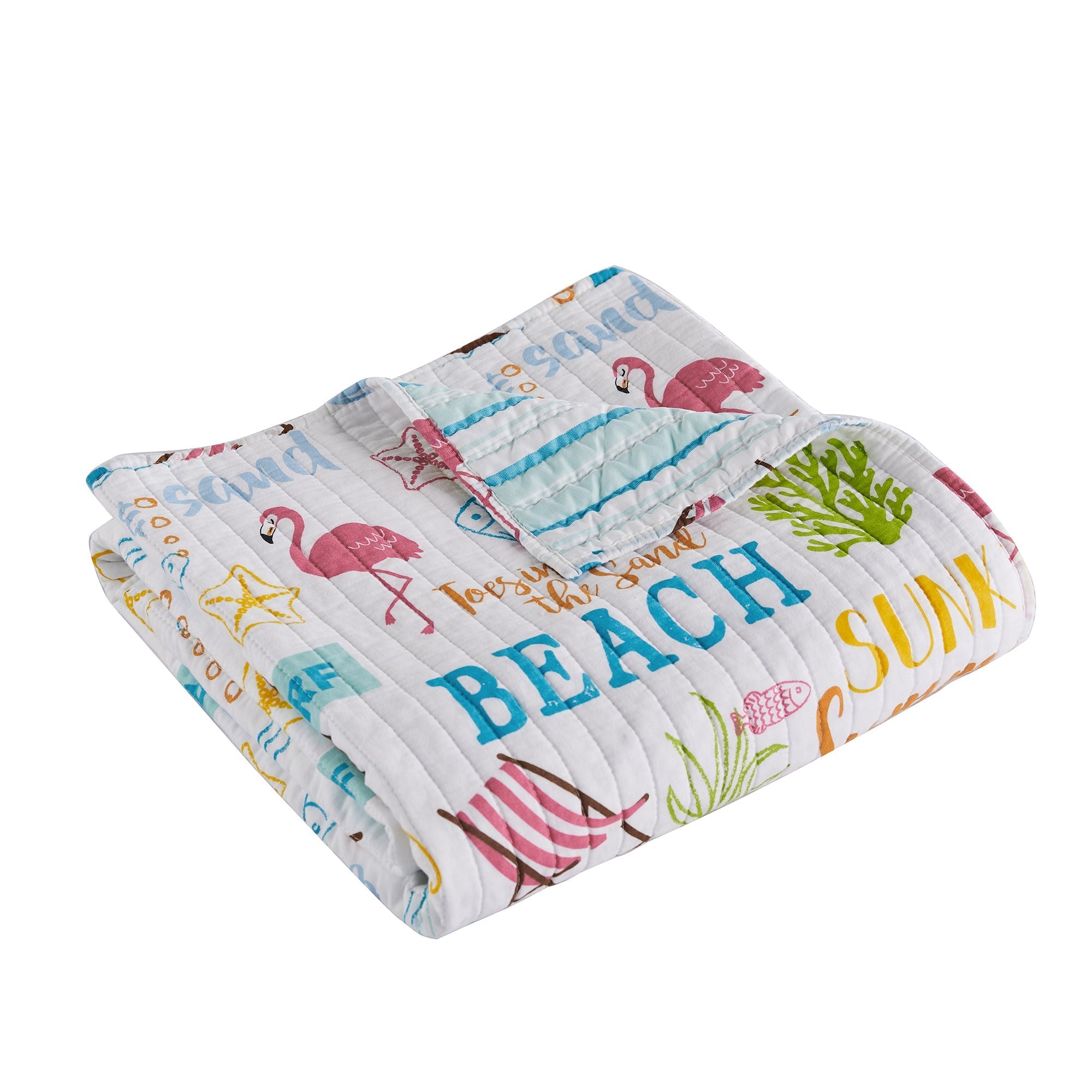  Birch Hill By Levtex Beach Days Reversible Quilted Throw - Multi - Bonton