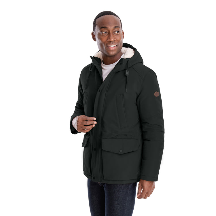 Parka with Sherpa lined Hood Black