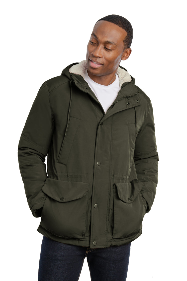 Parka with Sherpa lined Hood Olive