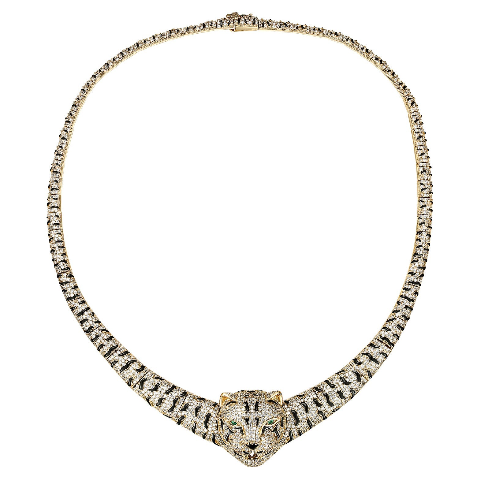  Rachel Glauber 14K Gold-Plated Cubic Zirconia Leopard Necklace - GREEN+WCZ - Bonton
