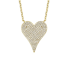 14k Gold Plated Sterling Silver With Pave Cubic Zirconia Heart Layering Necklace