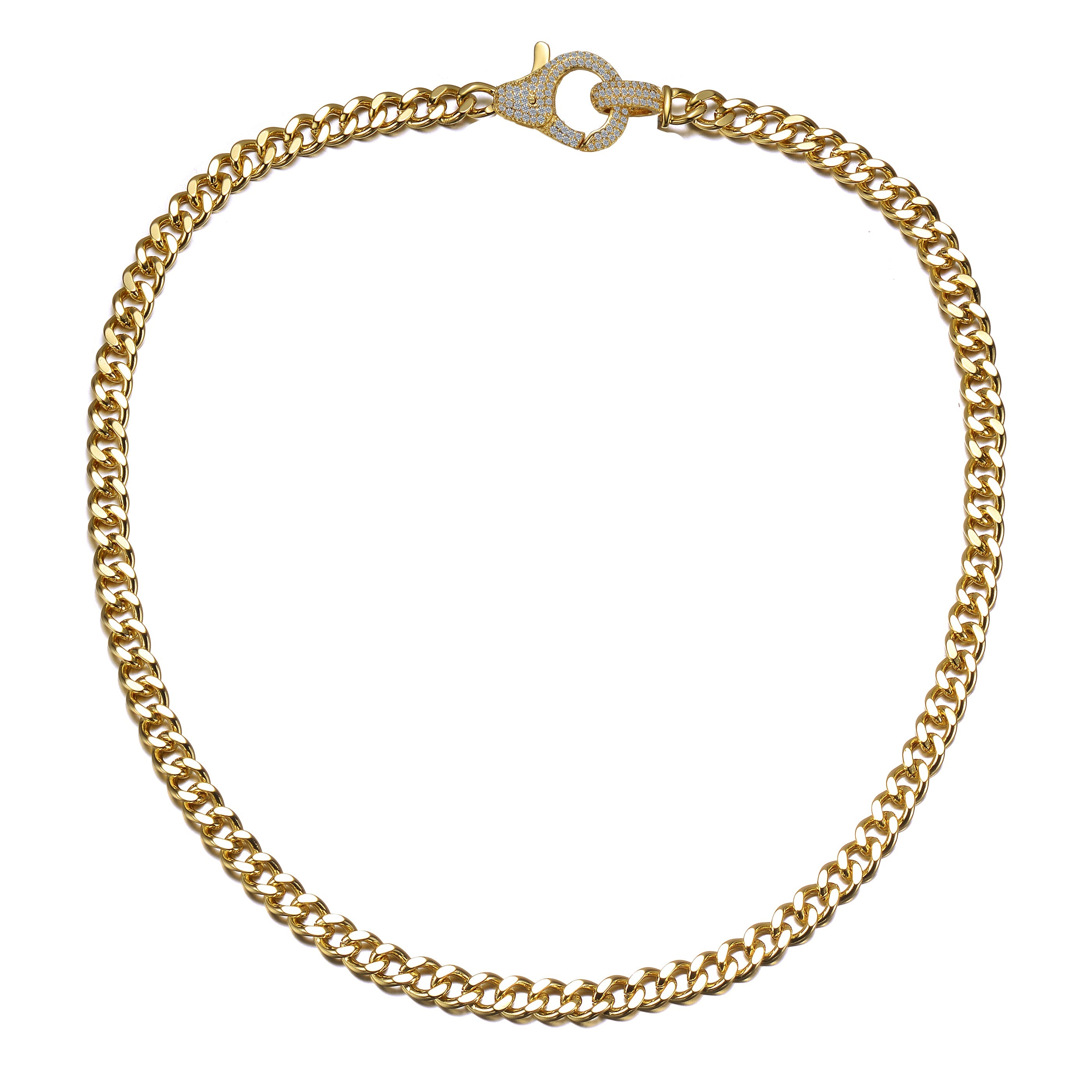  Rachel Glauber Stylish Polished Curb Link Chain Necklace - Silver - Bonton