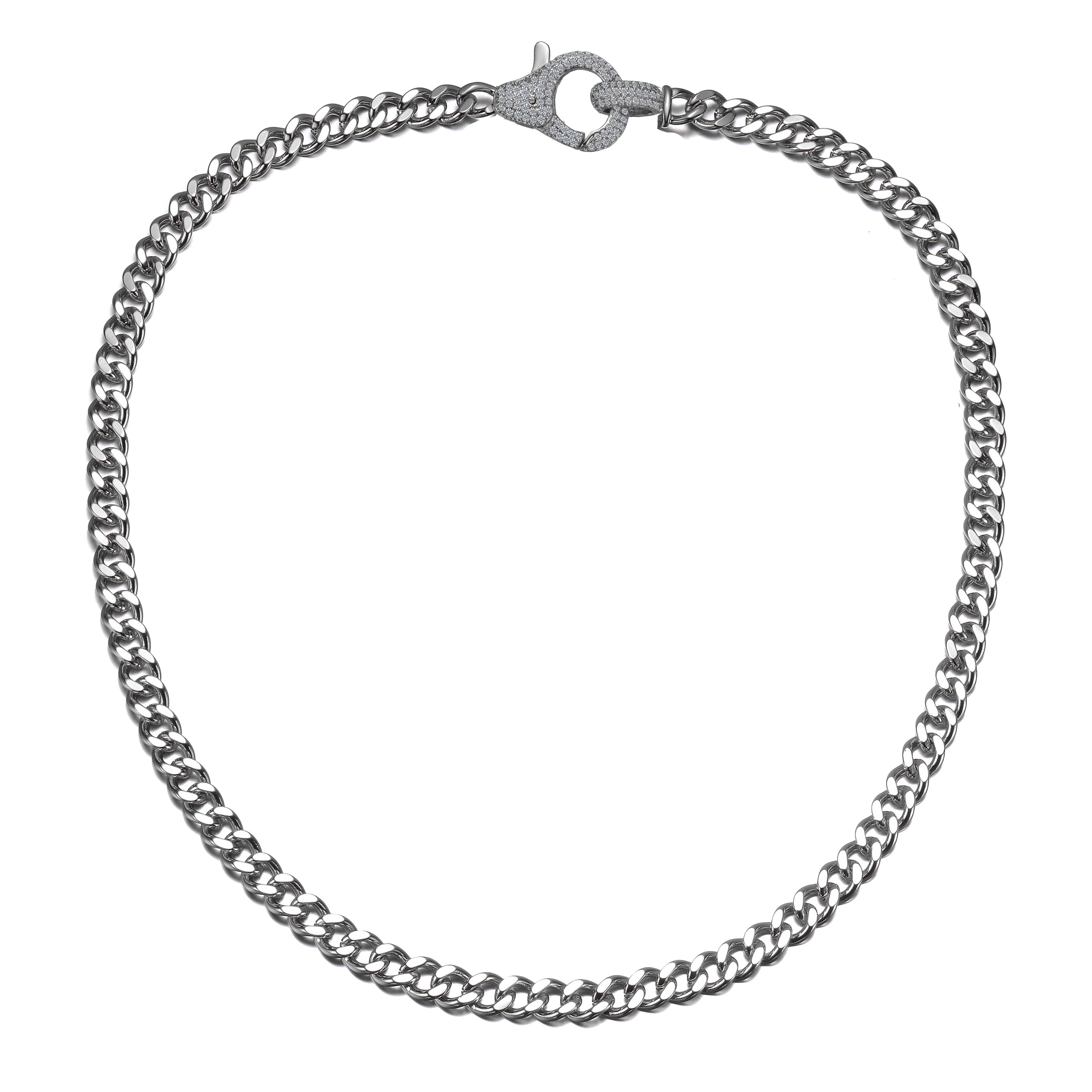  Rachel Glauber Stylish Polished Curb Link Chain Necklace - Silver - Bonton