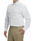 Haggar Premium Comfort Classic Fit Men's Button Down Dress Shirt 3 Light Blue Check
