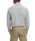 J.M. Haggar Performance Men's Long Sleeve Classic Fit Button Down Dress Shirt 2 White & Grey Check