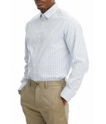 J.M. Haggar Performance Men's Long Sleeve Classic Fit Button Down Dress Shirt White Graph check
