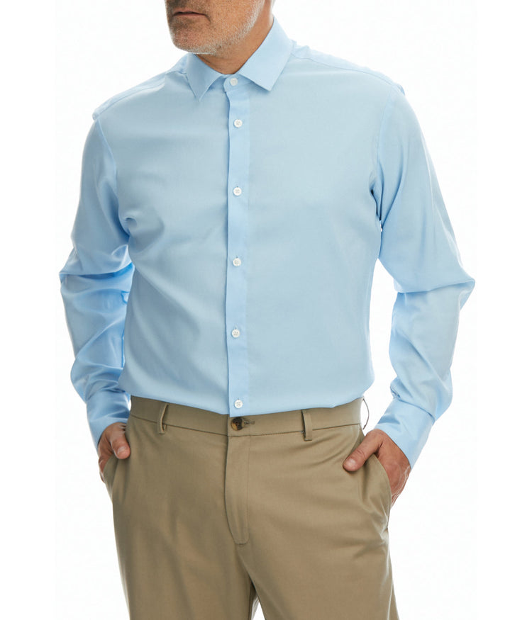 J.M. Haggar Performance Men's Long Sleeve Classic Fit Button Down Dress Shirt 4 Light Blue Solid